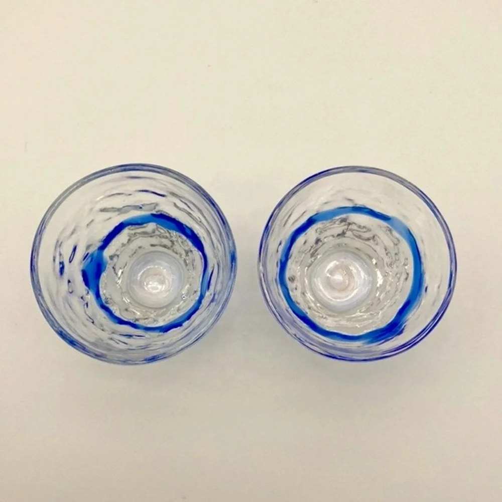 Ryukyu Glassware Handmade Sake Set with 2 Cups and Matching Server